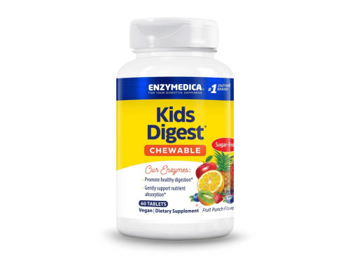 Пищеварительные ферменты для детей, Kids Digest, Enzymedica, фруктовый вкус, для веганов, 60 жевательных таблеток