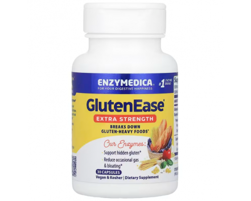 Ферменты для переваривания глютена и казеина, GlutenEase, Enzymedica, для веганов, 30 капсул