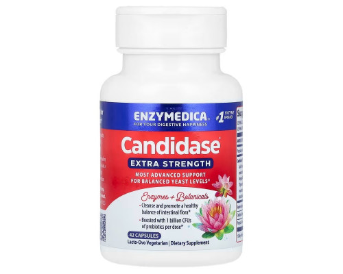 Противокандидное средство, Candidase, Extra Strength, Enzymedica, 42 капсулы