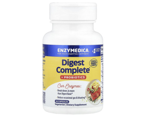 Ферменты и пробиотики, Digest + Probiotics, Enzymedica, 30 капсул