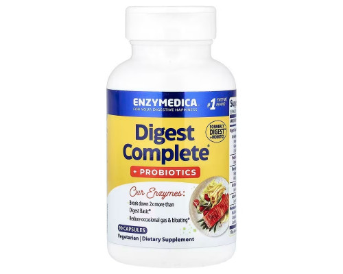 Ферменты и пробиотики, Digest + Probiotics, Enzymedica, 90 капсул