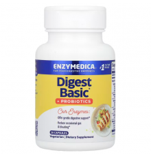 Ферменты и пробиотики, Digest Basic + Probiotics, Enzymedica, 30 капсул