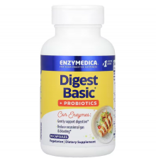 Ферменты и пробиотики, Digest Basic + Probiotics, Enzymedica, 90 капсул