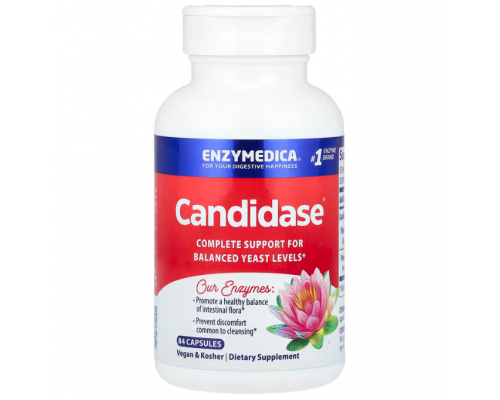 Поддержка здоровой микрофлоры кишечника, Candidase, Enzymedica, 84 капсулы