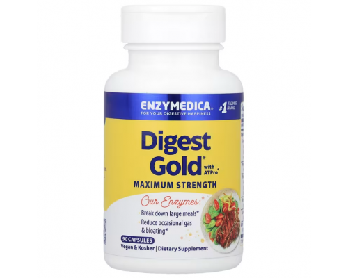 Пищеварительные ферменты, Digest Gold, Enzymedica, 90 капсул