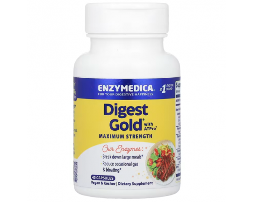 Пищеварительные ферменты, Digest Gold, Enzymedica, 45 капсул