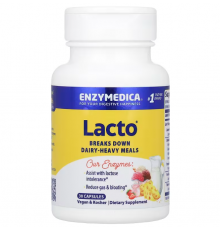Ферменты для переваривания лактозы, Lacto, Enzymedica, современная формула для переваривания молока, 30 капсул