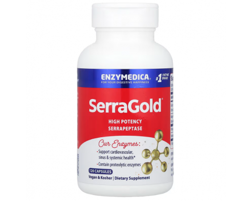Протеолитические ферменты, SerraGold, Enzymedica, серрапептаза для сердца, 120 капсул