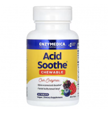 Снижение кислотности желудка, Acid Soothe, Enzymedica, вкус ягод, 30 жевательных таблеток