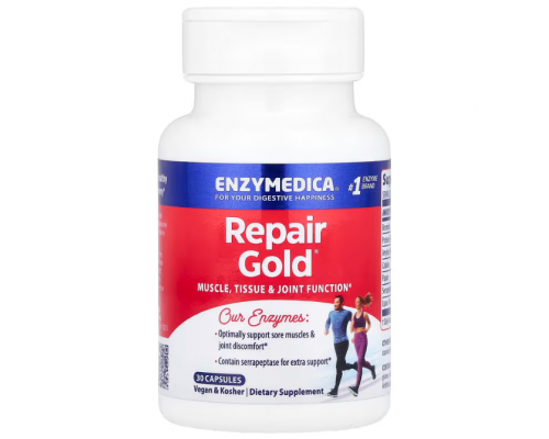 Ферменты для мышц, суставов, тканей, Repair Gold, Enzymedica, для веганов, 30 капсул