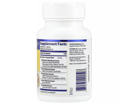 Пищеварительные ферменты, Essential Enzyme Formula, Enzymedica, 30 капсул