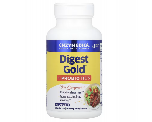 Пробиотики + ферменты, Digest Gold + Probiotics, Enzymedica, 180 капсул