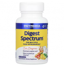 Пищеварительные ферменты, Digest Spectrum, Enzymedica, для улучшения пищеварения, от множественной пищевой непереносимости, 90 капсул