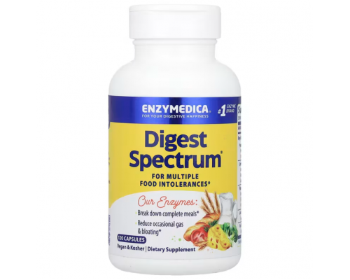 Ферменты от пищевой непереносимости, Digest Spectrum, Enzymedica, для веганов, 120 капсул