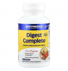 Пищеварительные ферменты, Digest Complete, Enzymedica, эффективно расщепляет углеводы, жиры, клетчатку и белки, 180 капсул
