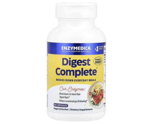 Пищеварительные ферменты, полная формула, Digest Complete, Enzymedica, 90 капсул