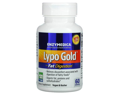 Ферменты для переваривания жиров, Lypo Gold, Enzymedica, 60 капсул