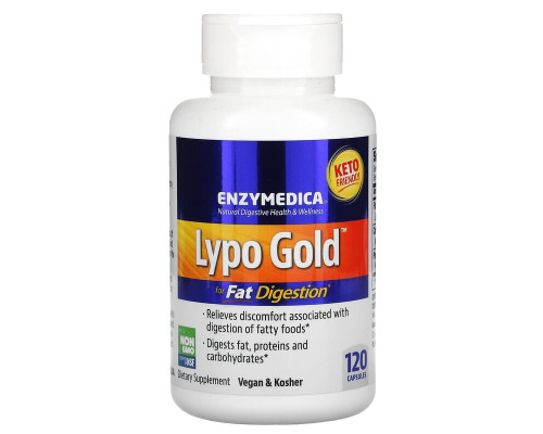 Оптимизатор переваривания жира, Lypo Gold, Enzymedica, ферменты, 120 капсул