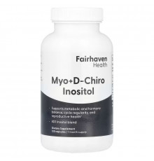 Мио-инозитол + D-хиро инозитол, Myo + D-Chiro Inositol, Fairhaven Health, 120 капсул