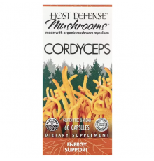 Кордицепс, Cordyceps, Fungi Perfecti, Host Defense, для защиты организма, энергетическая поддержка, 1 г, 60 вегетарианских капсул