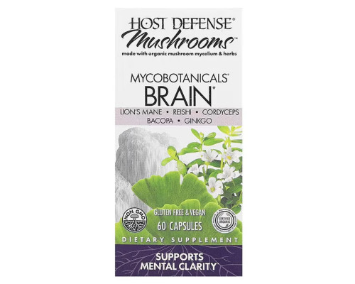 Формула для мозга, Brain, Fungi Perfecti, Host Defense, 60 капсул