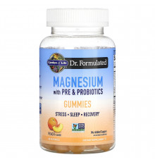 Магний с пробиотиками и пребиотиками, Magnesium, Garden of Life,  вкус персика, 60 жевательных конфет