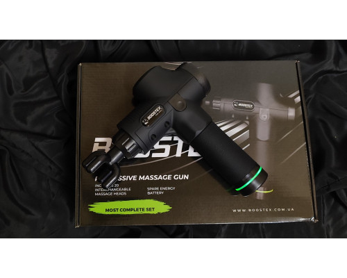 Ударний масажер Boostex (massage gun) з 30 режимами, 21 насадкою та акумулятором.