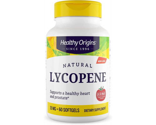 Ликопин, Natural Lycopene, Healthy Origins, 15 мг, 60 гелевых капсул