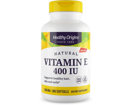 Витамин Е, Vitamin E, Healthy Origins, 400 МЕ, 180 капсул