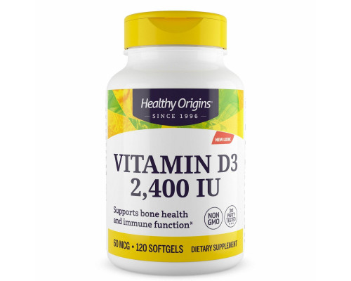 Витамин D3, Vitamin D3, Healthy Origins, 2400 МЕ, 120 гелевых капсул