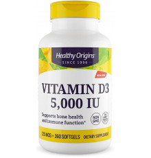 Витамин Д3, Vitamin D3, Healthy Origins, 5000 МЕ, 360 капсул