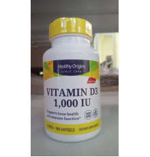 Витамин D3 в масле МСТ, Vitamin D3 in MCT Oil, Healthy Origins, 1000 МЕ, 360 гелевых капсул