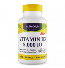 Витамин D3 в масле МСТ, Vitamin D3 in MCT Oil, Healthy Origins, 5000 МЕ, 360 гелевых капсул