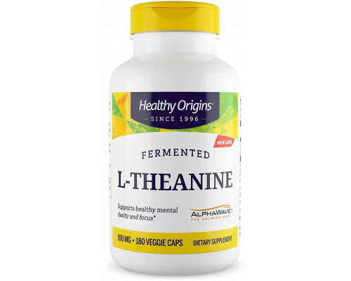 L-теанин, L-Theanine, Healthy Origins, 100 мг, 180 вегетарианских капсул