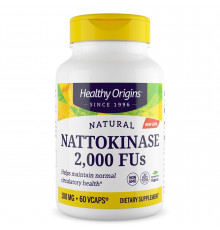 Наттокиназа, Nattokinase 2,000 FU's, Healthy Origins, 100 мг, 60 капсул