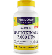 Наттокиназа, Nattokinase 2,000 FU's, Healthy Origins, 100 мг, 180 капсул