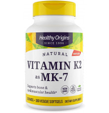 Витамин K2 в форме MK7, Vitamin K2 as MK-7, Healthy Origins, 100 мкг, 180 вегетарианских мягких капсул