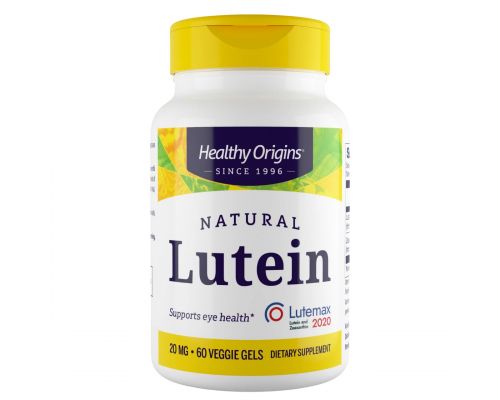 Лютеин, Lutein, Healthy Origins, Lutemax 2020 с зеаксантином для глаз, 20 мг, 60 вегетарианских гелевых капсул