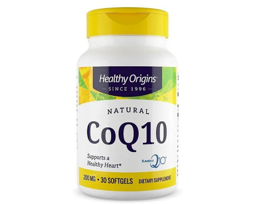 Коэнзим Q10, CoQ10 (Kaneka Q10), Healthy Origins, 200 мг, 30 гелевых капсул