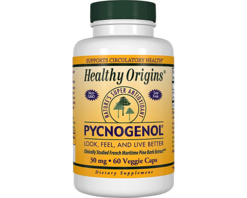 Пикногенол, Pycnogenol, Healthy Origins, 30 мг, 60 капсул
