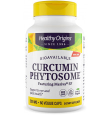 Куркумин, Curcumin Phytosome, Healthy Origins, фитосомы куркумина с участием Meriva SF, 500 мг, 60 вегетарианских капсул
