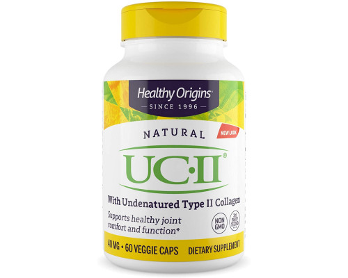 Коллаген II типа, неденатурированный, UC-II, Healthy Origins, 40 мг, 60 вегетарианских капсул