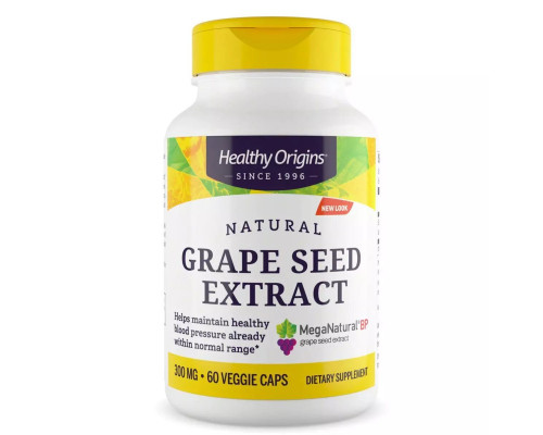 Экстракт виноградных косточек (Grape Seed Extract), Healthy Origins, 300 мг, 60 капсул