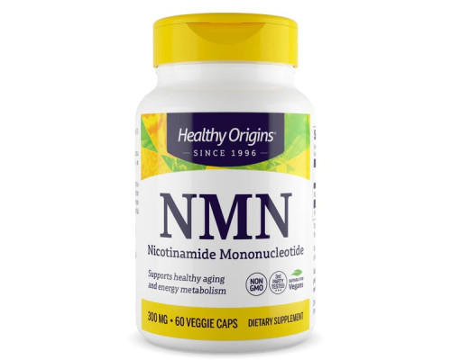 Никотинамид мононуклеотид, НМН, Nicotinamide Mononucleotide, NMN, Healthy Origins, 300 мг, 60 вегетарианских капсул