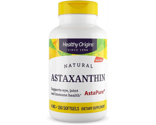 Астаксантин, Astaxanthin, Healthy Origins, 4 мг, 150 гелевых капсул