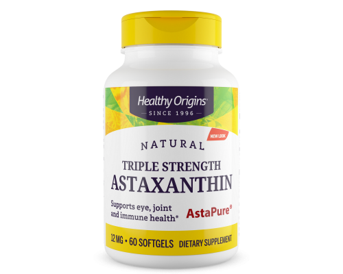 Астаксантин, Astaxanthin, Healthy Origins, 12 мг, 60 гелевых капсул