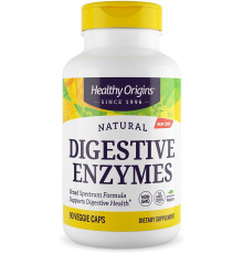 Пищеварительные ферменты, Digestive Enzymes, Healthy Origins, широкого спектра действия, 90 капсул