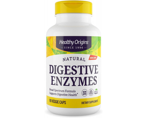 Пищеварительные ферменты, Digestive Enzymes, Healthy Origins, широкого спектра действия, 90 капсул