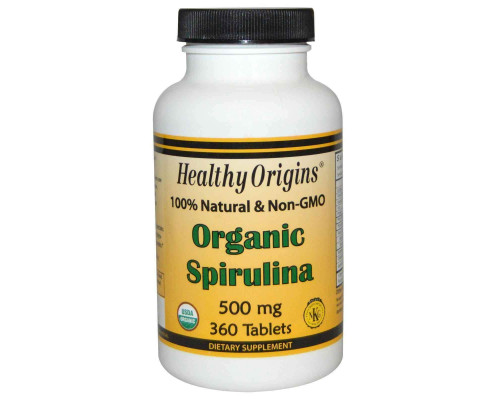 Спирулина, Spirulina, Healthy Origins, органическая, 500 мг, 360 таблеток.
