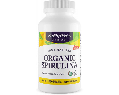 Спирулина, Spirulina, Healthy Origins, органик, 500 мг, 720 таблеток